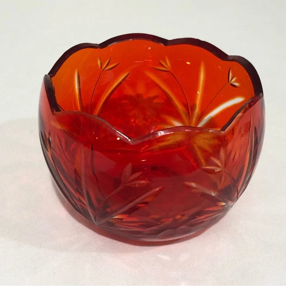 Red & Green Glass Candle Holders Set of 2
